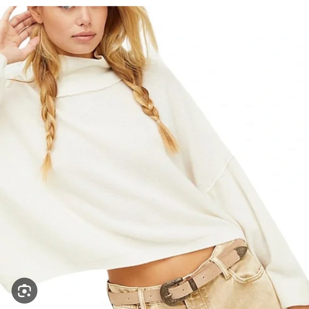 Free People cropped cream so high so low Cowl Neck Sweater